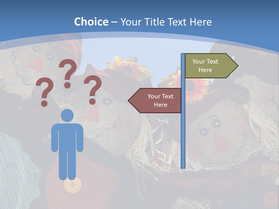 A Group Of Scarecrows Sitting Next To Each Other PowerPoint Template
