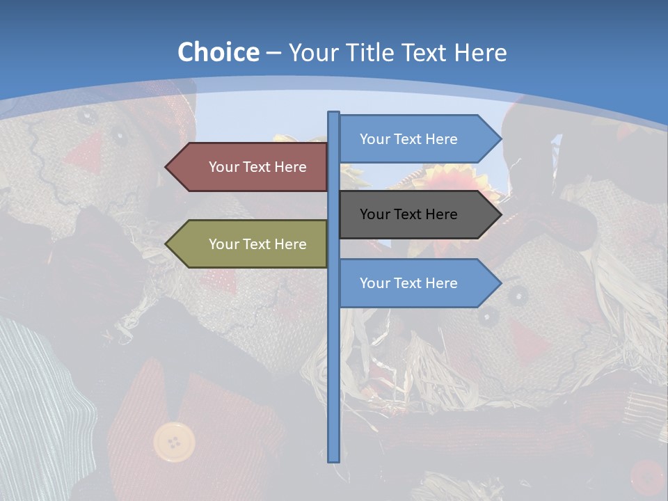 A Group Of Scarecrows Sitting Next To Each Other PowerPoint Template