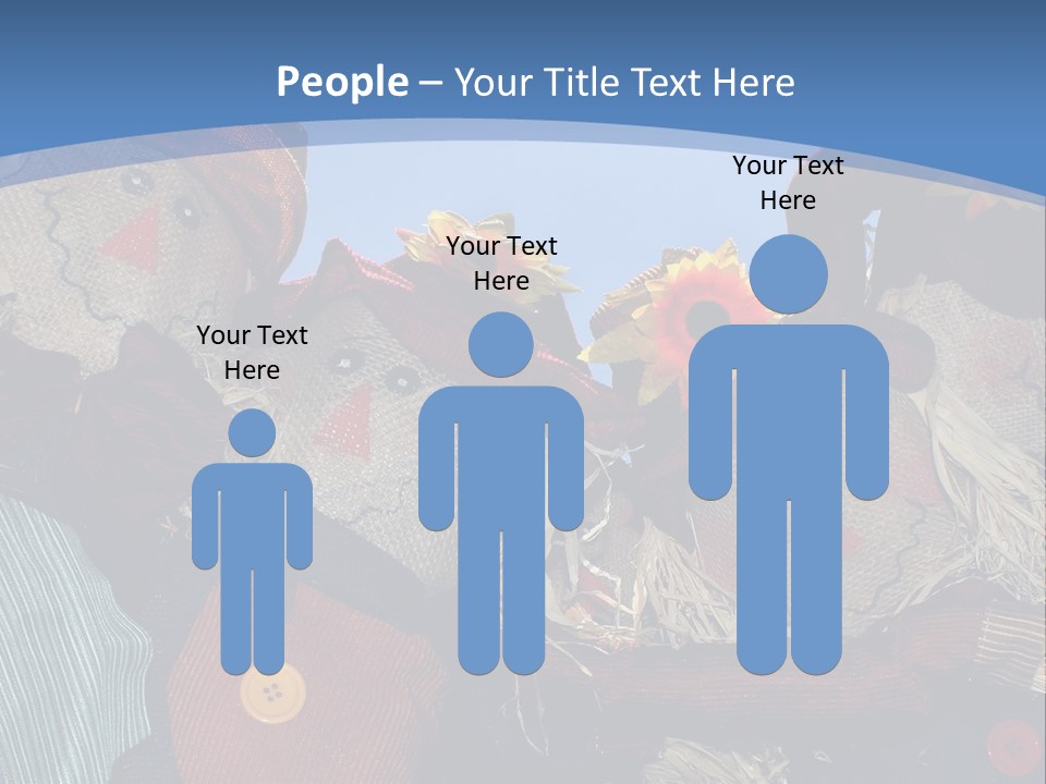A Group Of Scarecrows Sitting Next To Each Other PowerPoint Template