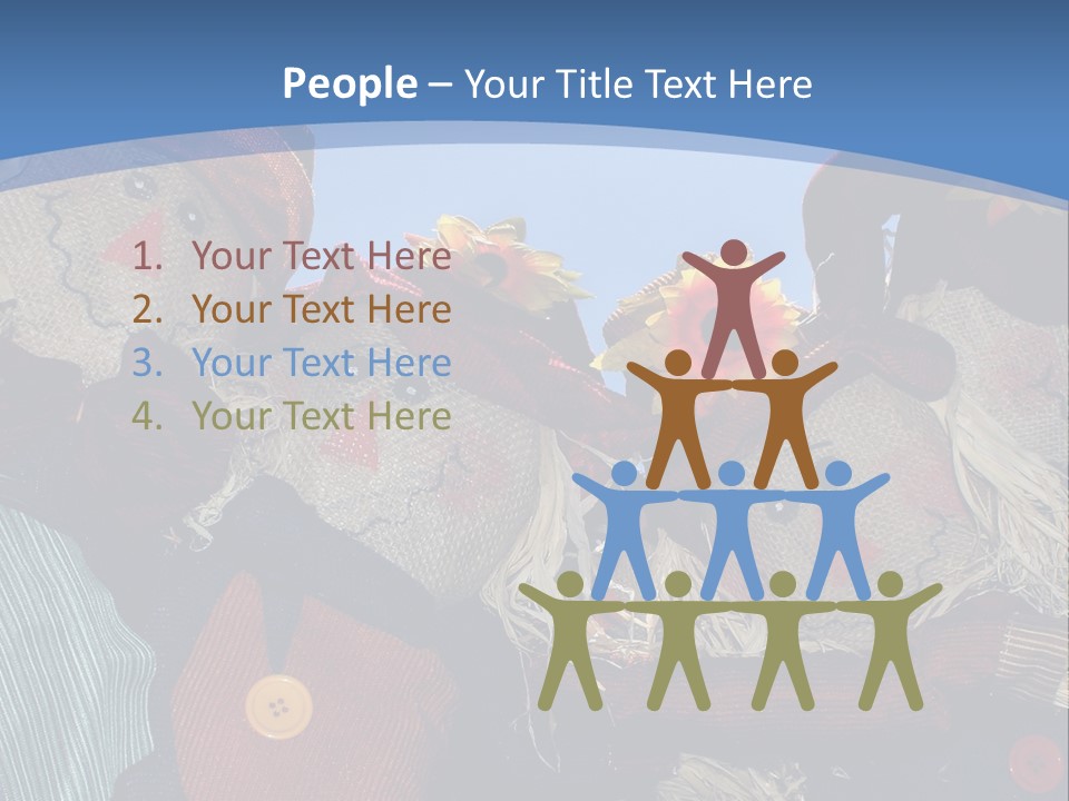 A Group Of Scarecrows Sitting Next To Each Other PowerPoint Template