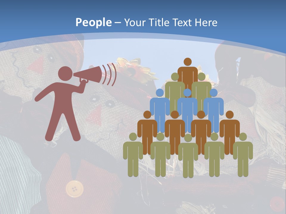 A Group Of Scarecrows Sitting Next To Each Other PowerPoint Template