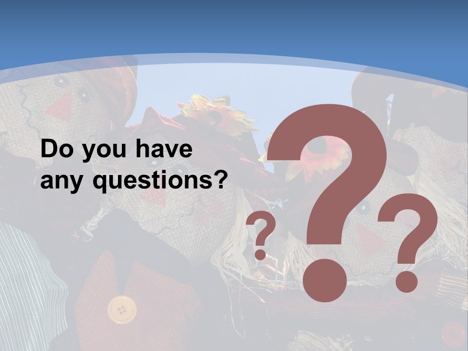 A Group Of Scarecrows Sitting Next To Each Other PowerPoint Template