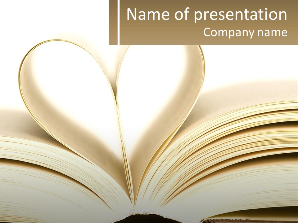 An Open Book With A Heart Shape On Top Of It PowerPoint Template