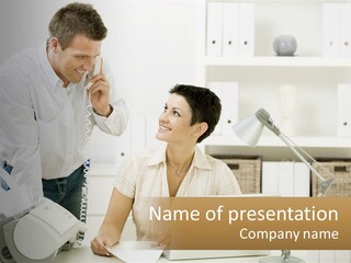 Indoor Technology Businessman PowerPoint Template