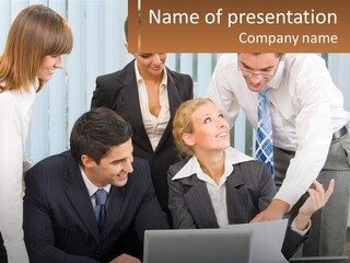 Woman Businessteam Office PowerPoint Template