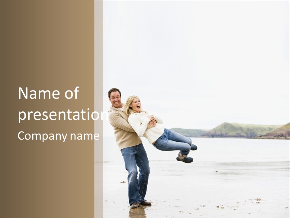 Two Beach People PowerPoint Template