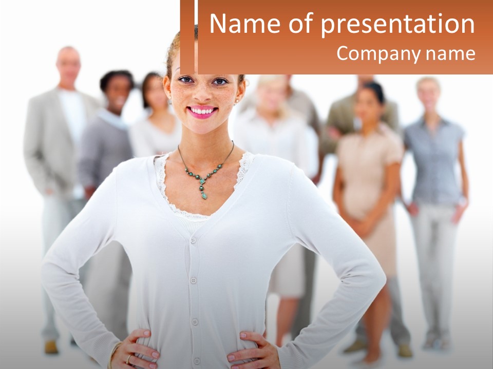 A Woman Standing In Front Of A Group Of People PowerPoint Template