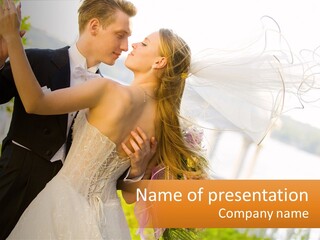 Wedding Young Kiss PowerPoint Template