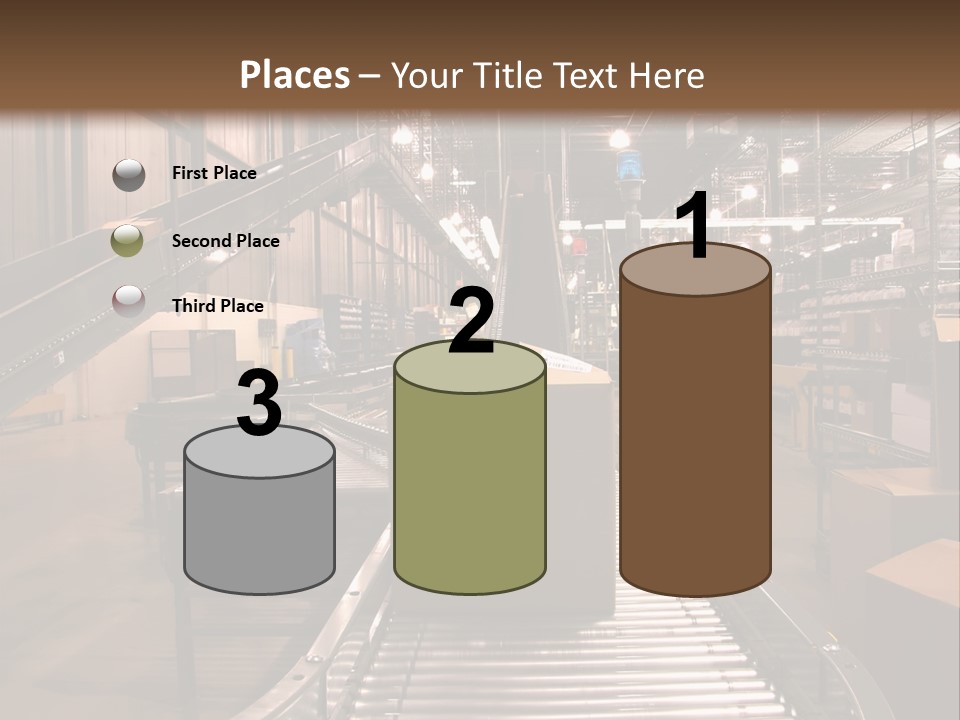 A Conveyor Belt In A Large Warehouse PowerPoint Template