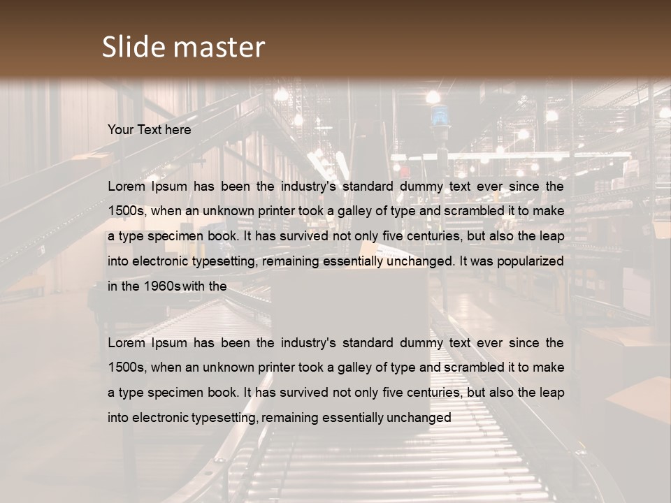 A Conveyor Belt In A Large Warehouse PowerPoint Template