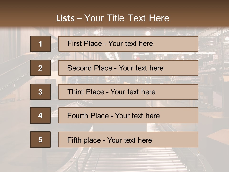 A Conveyor Belt In A Large Warehouse PowerPoint Template