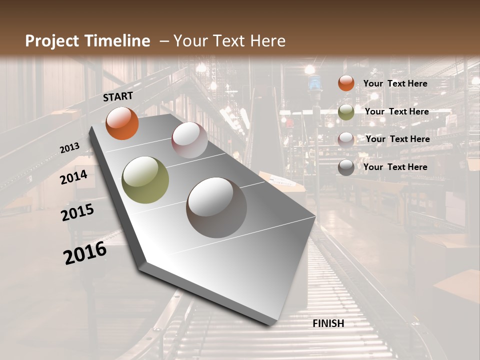 A Conveyor Belt In A Large Warehouse PowerPoint Template