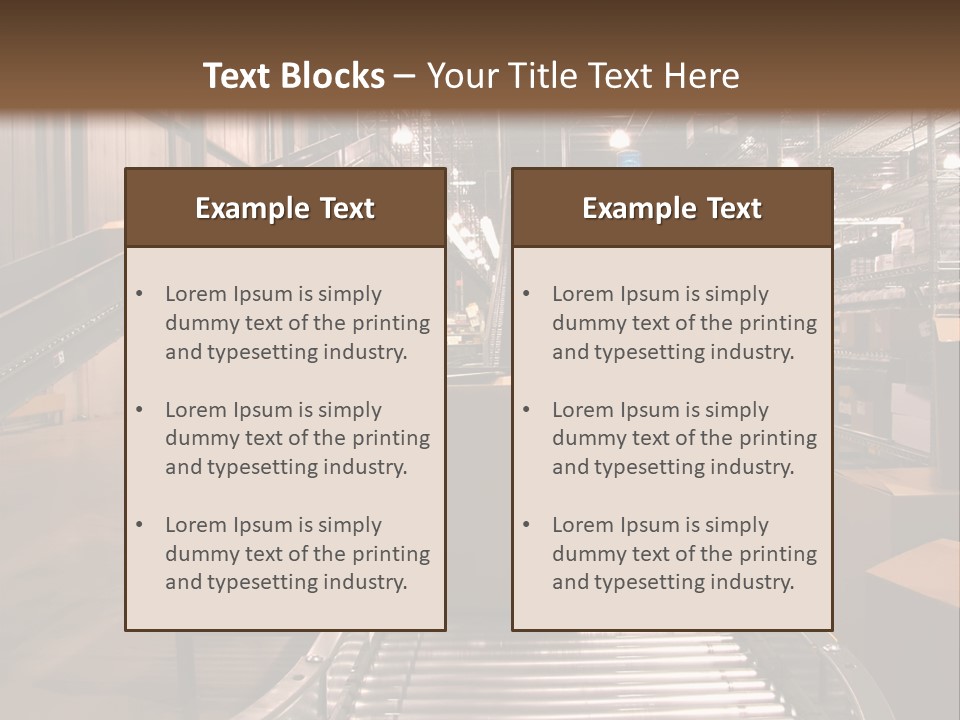 A Conveyor Belt In A Large Warehouse PowerPoint Template