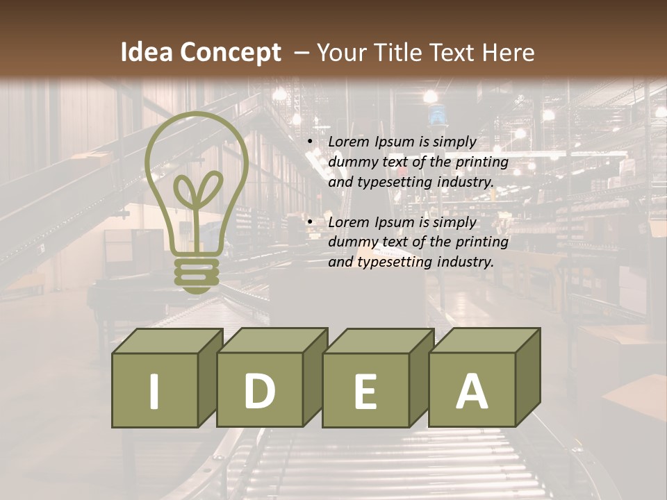 A Conveyor Belt In A Large Warehouse PowerPoint Template