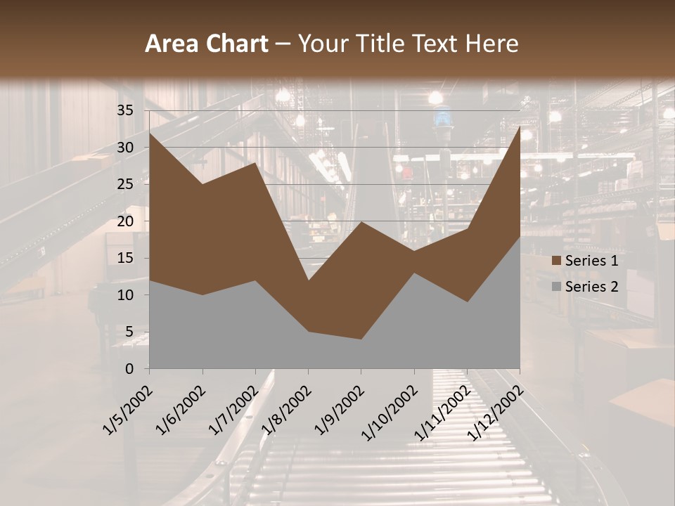 A Conveyor Belt In A Large Warehouse PowerPoint Template