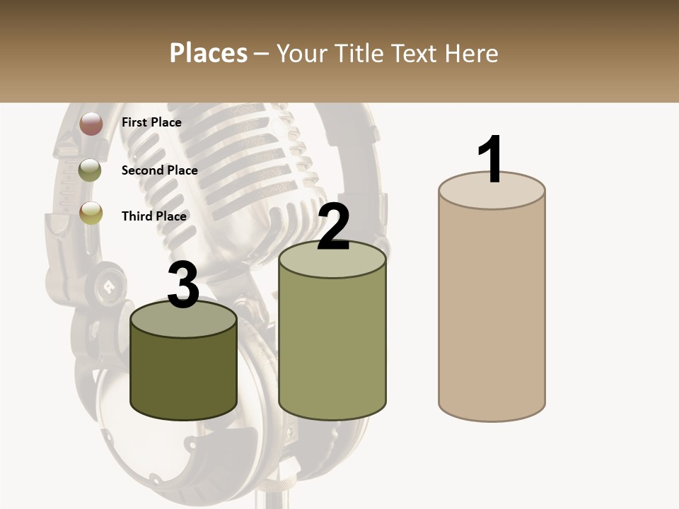 A Microphone With Headphones On Top Of It PowerPoint Template
