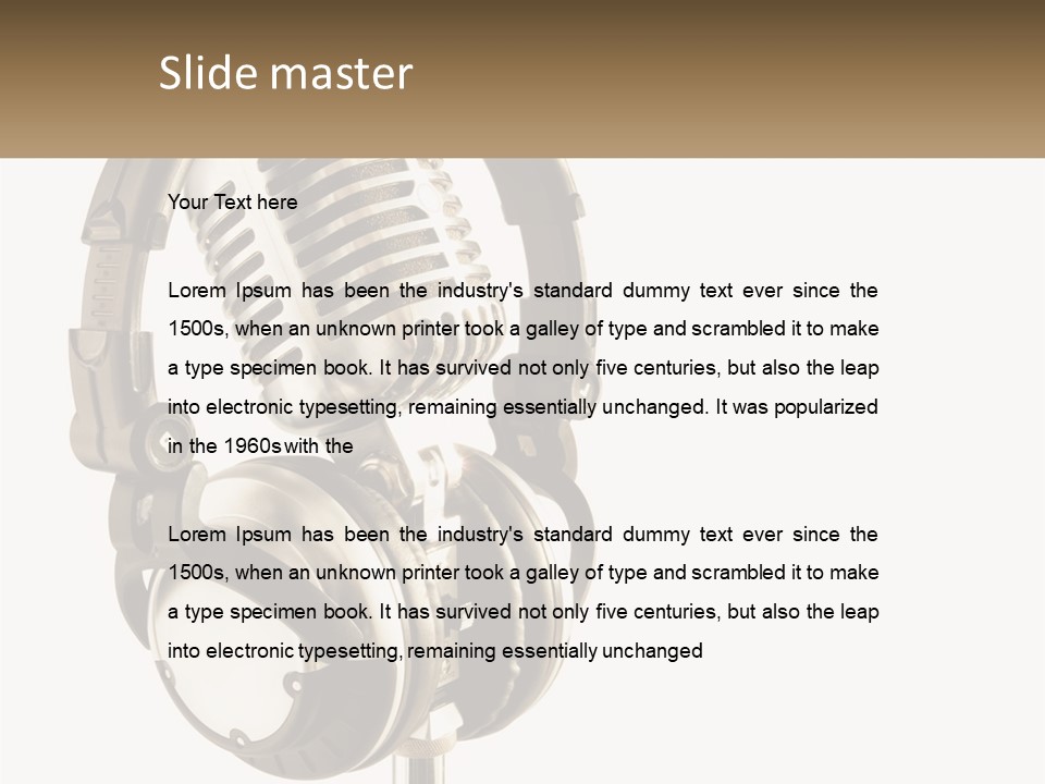 A Microphone With Headphones On Top Of It PowerPoint Template