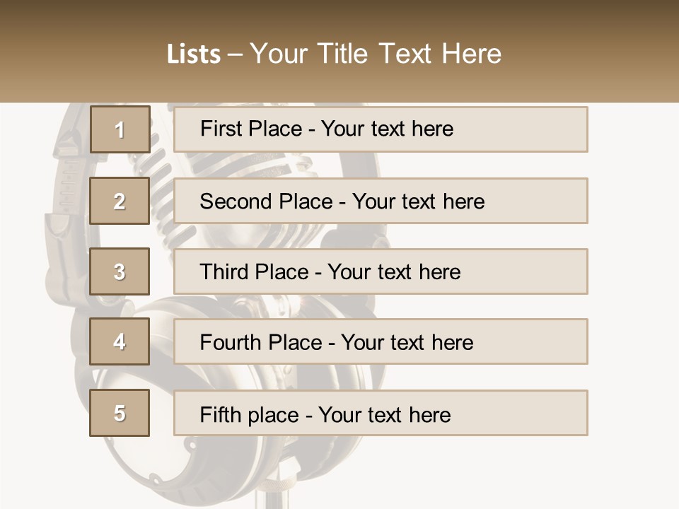 A Microphone With Headphones On Top Of It PowerPoint Template