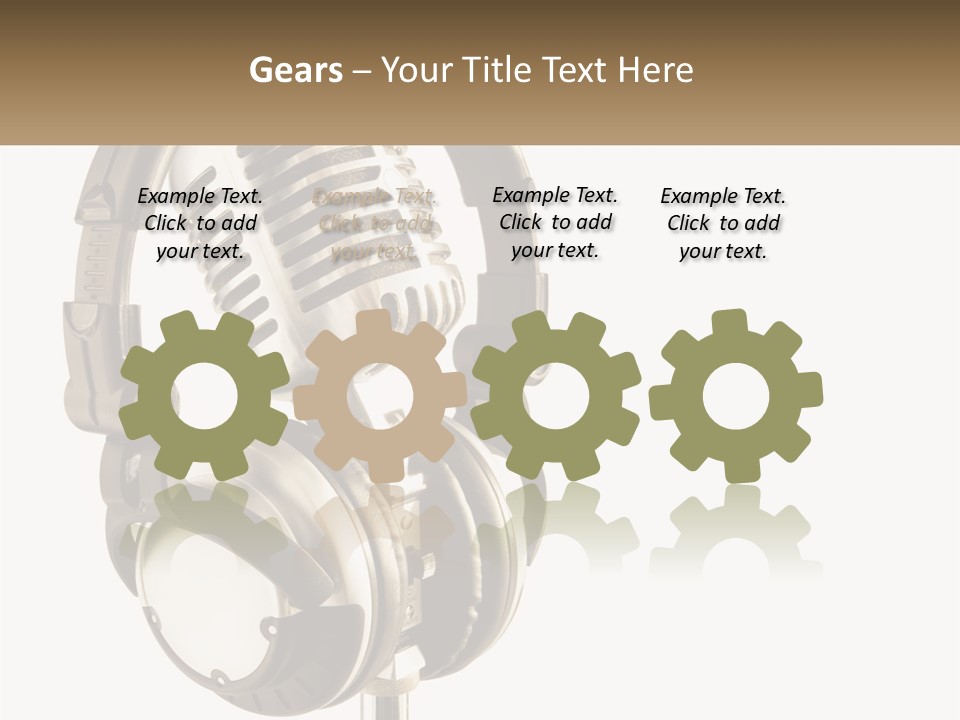 A Microphone With Headphones On Top Of It PowerPoint Template