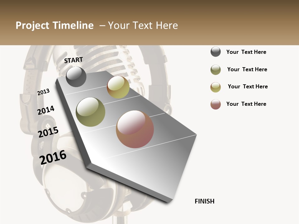 A Microphone With Headphones On Top Of It PowerPoint Template