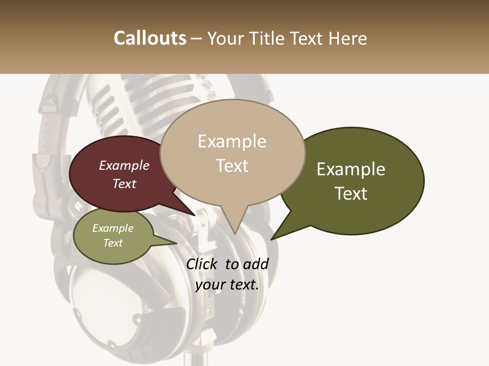 A Microphone With Headphones On Top Of It PowerPoint Template
