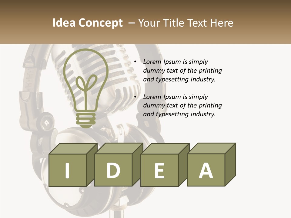 A Microphone With Headphones On Top Of It PowerPoint Template