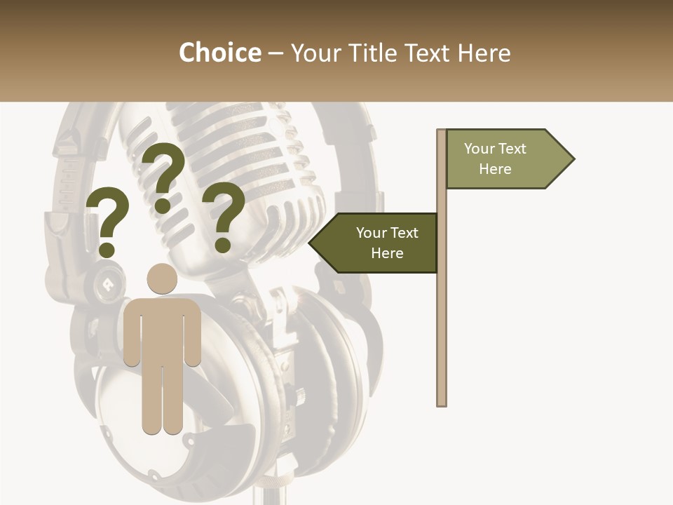 A Microphone With Headphones On Top Of It PowerPoint Template