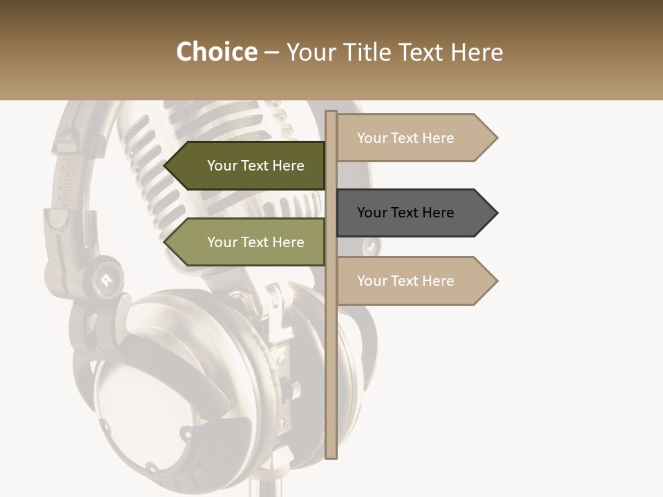A Microphone With Headphones On Top Of It PowerPoint Template