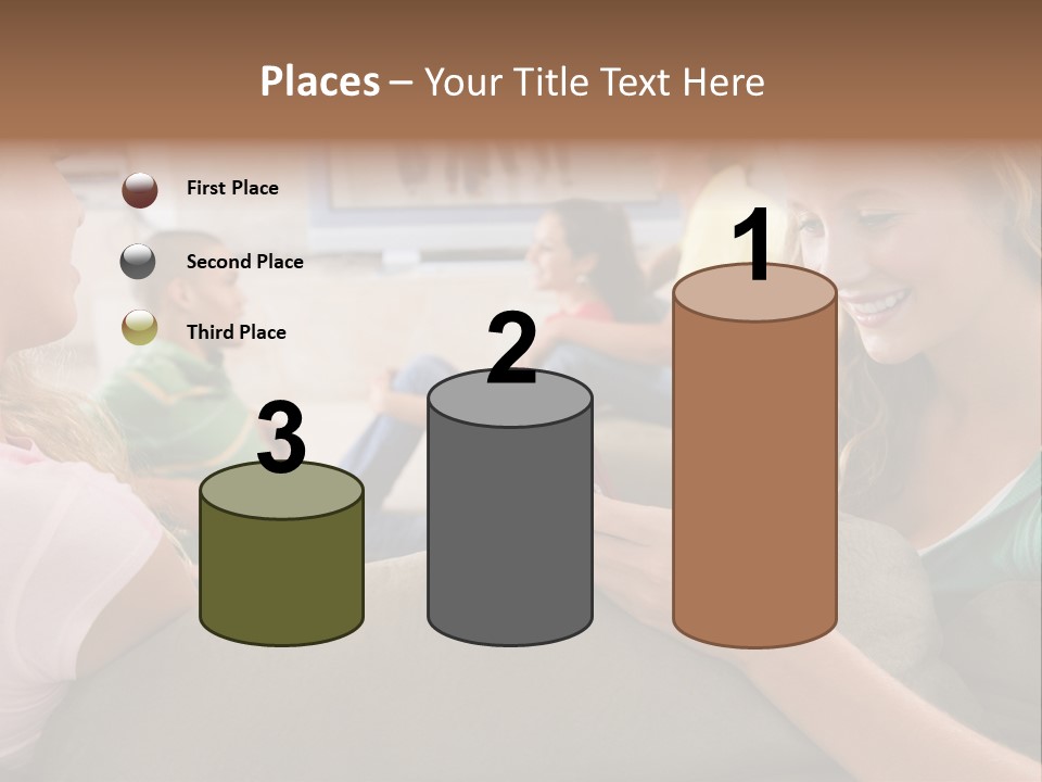 A Woman Sitting On A Couch Looking At A Cell Phone PowerPoint Template