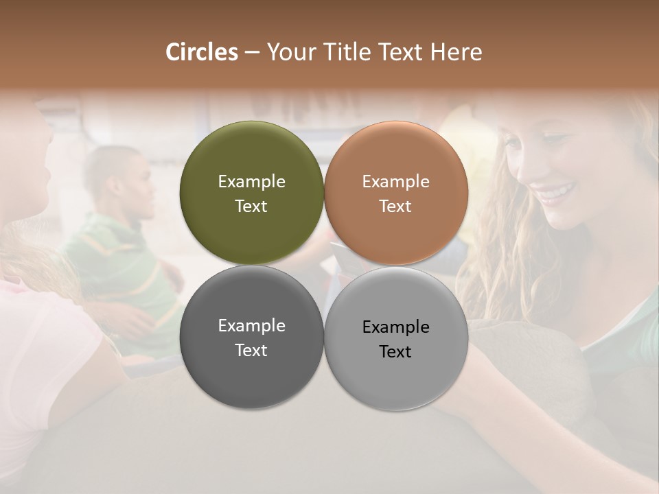 A Woman Sitting On A Couch Looking At A Cell Phone PowerPoint Template