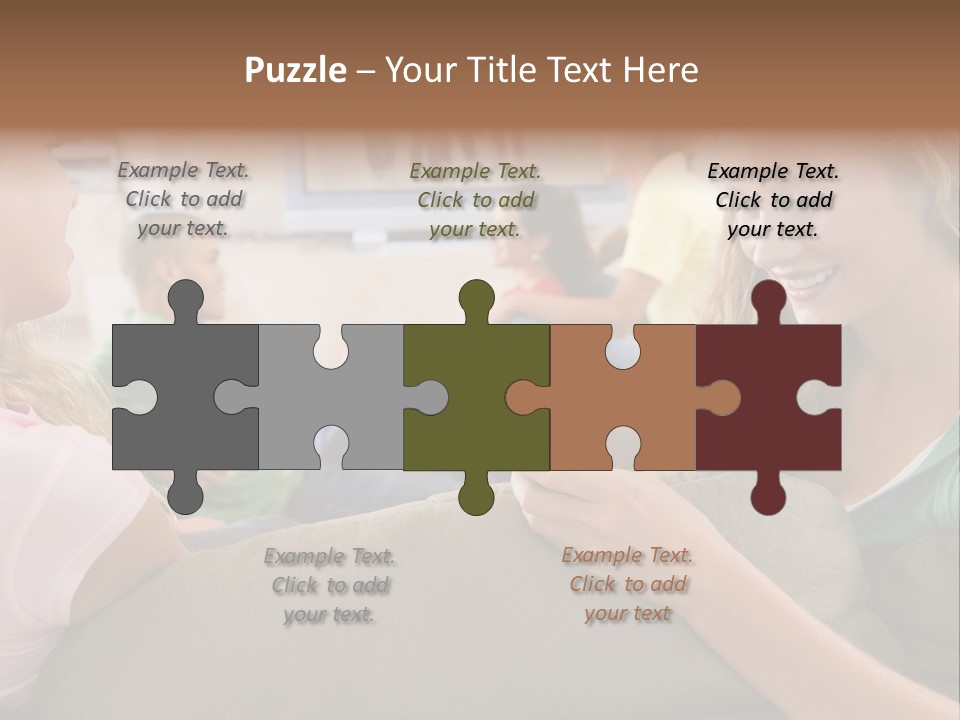 A Woman Sitting On A Couch Looking At A Cell Phone PowerPoint Template