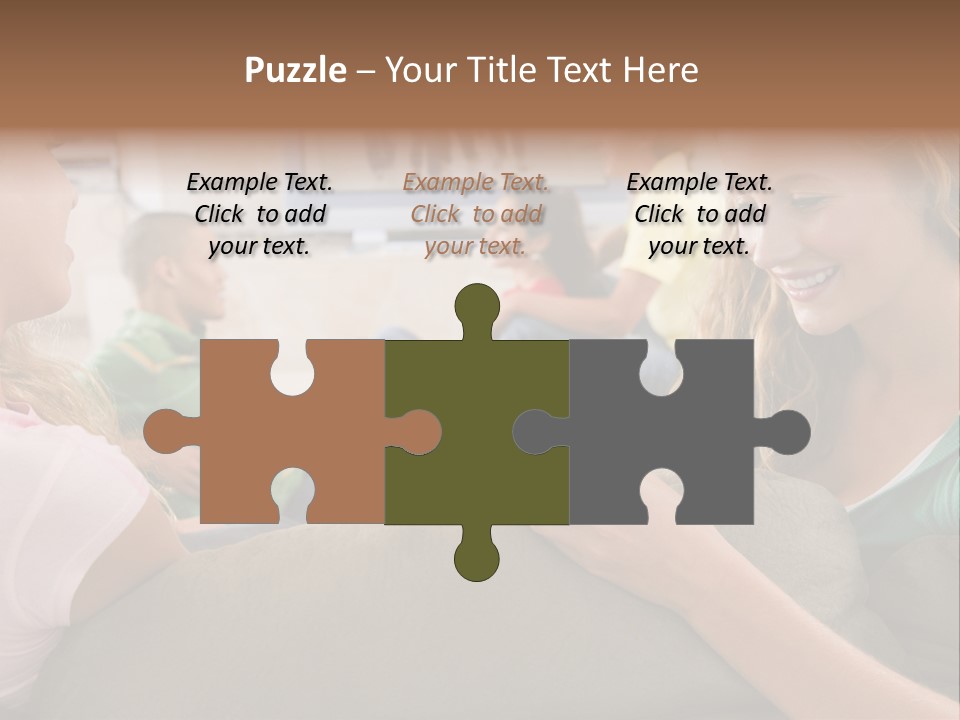 A Woman Sitting On A Couch Looking At A Cell Phone PowerPoint Template