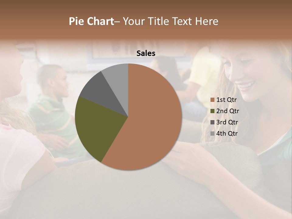 A Woman Sitting On A Couch Looking At A Cell Phone PowerPoint Template