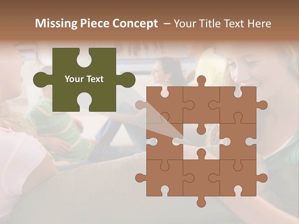 A Woman Sitting On A Couch Looking At A Cell Phone PowerPoint Template