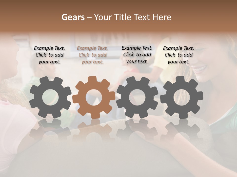 A Woman Sitting On A Couch Looking At A Cell Phone PowerPoint Template