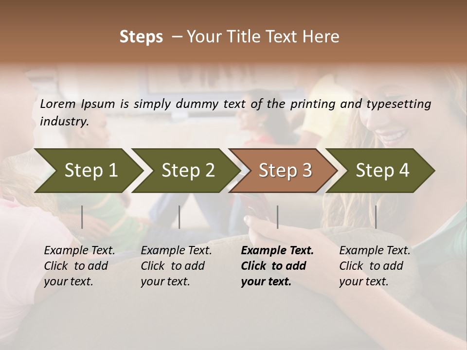 A Woman Sitting On A Couch Looking At A Cell Phone PowerPoint Template
