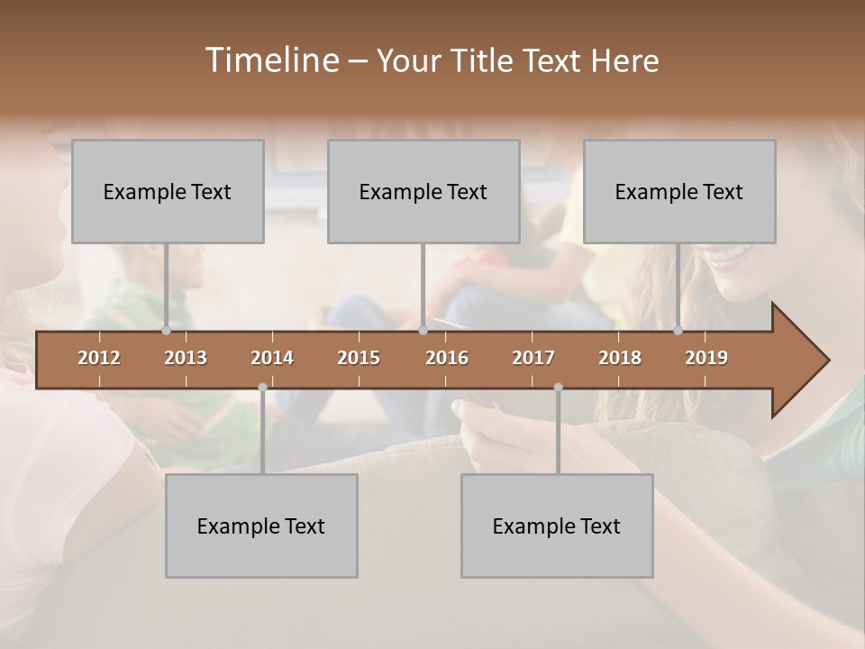 A Woman Sitting On A Couch Looking At A Cell Phone PowerPoint Template