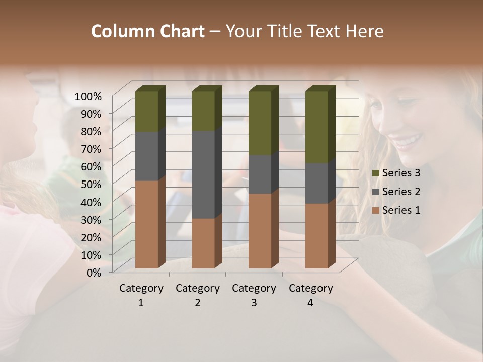 A Woman Sitting On A Couch Looking At A Cell Phone PowerPoint Template