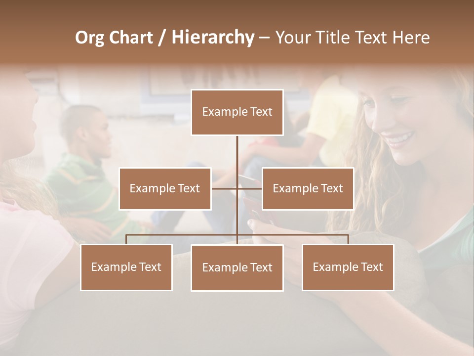 A Woman Sitting On A Couch Looking At A Cell Phone PowerPoint Template