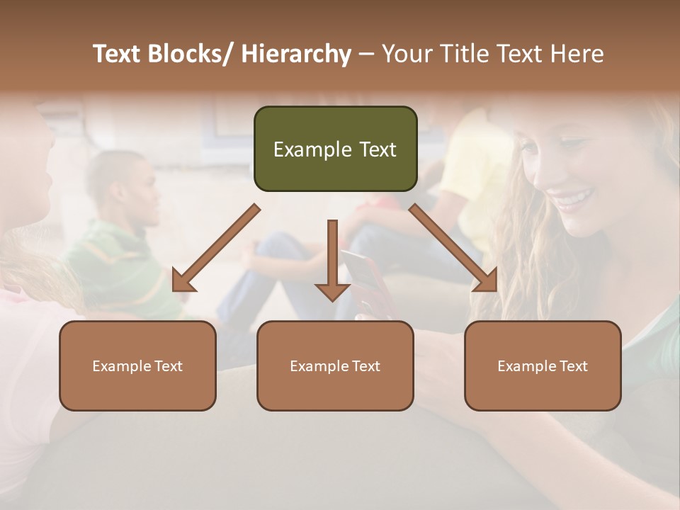 A Woman Sitting On A Couch Looking At A Cell Phone PowerPoint Template