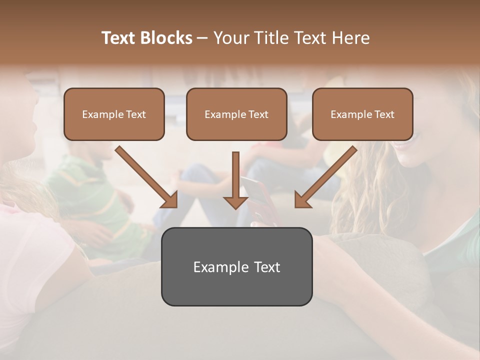 A Woman Sitting On A Couch Looking At A Cell Phone PowerPoint Template