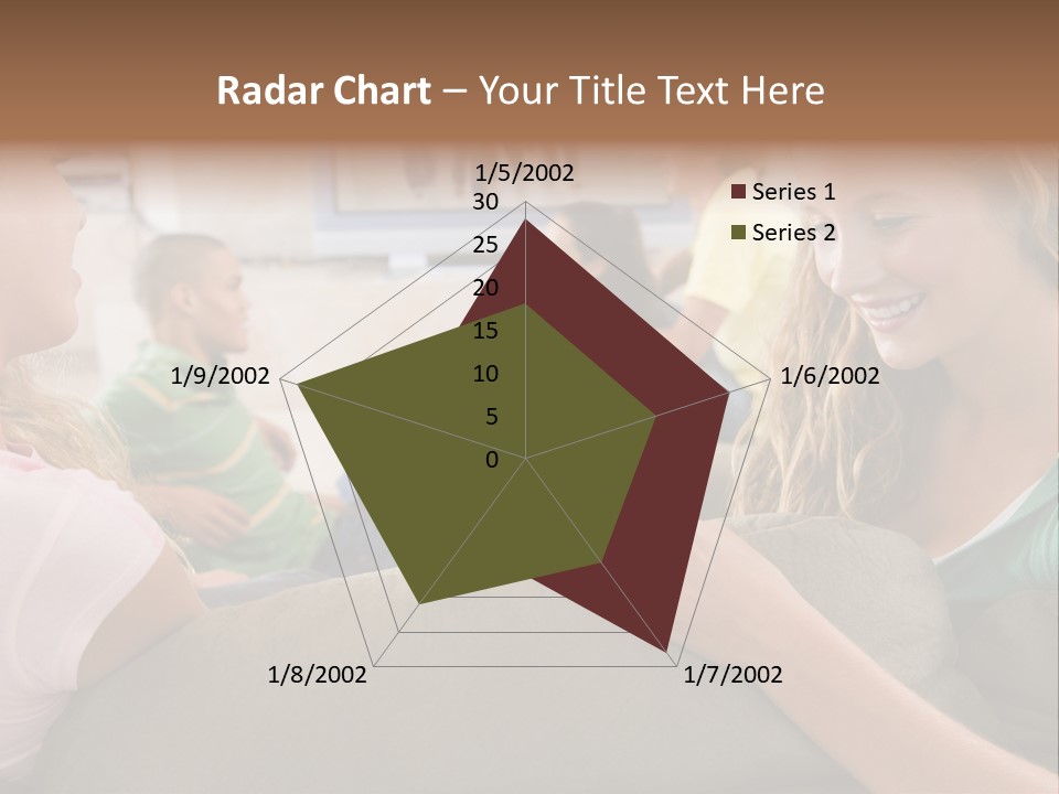 A Woman Sitting On A Couch Looking At A Cell Phone PowerPoint Template