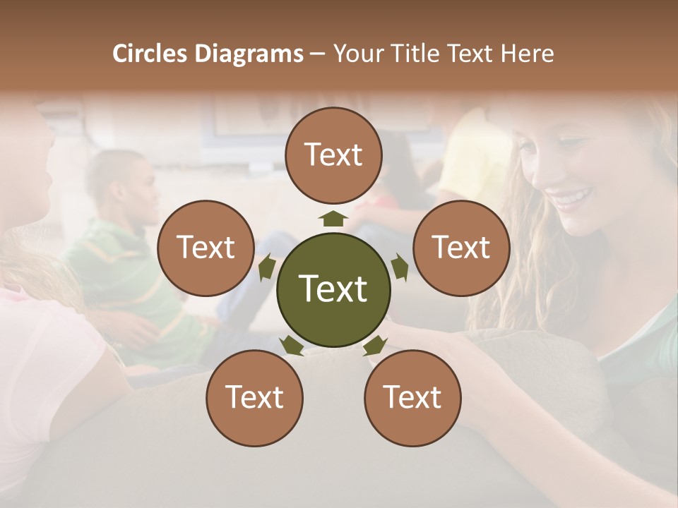 A Woman Sitting On A Couch Looking At A Cell Phone PowerPoint Template