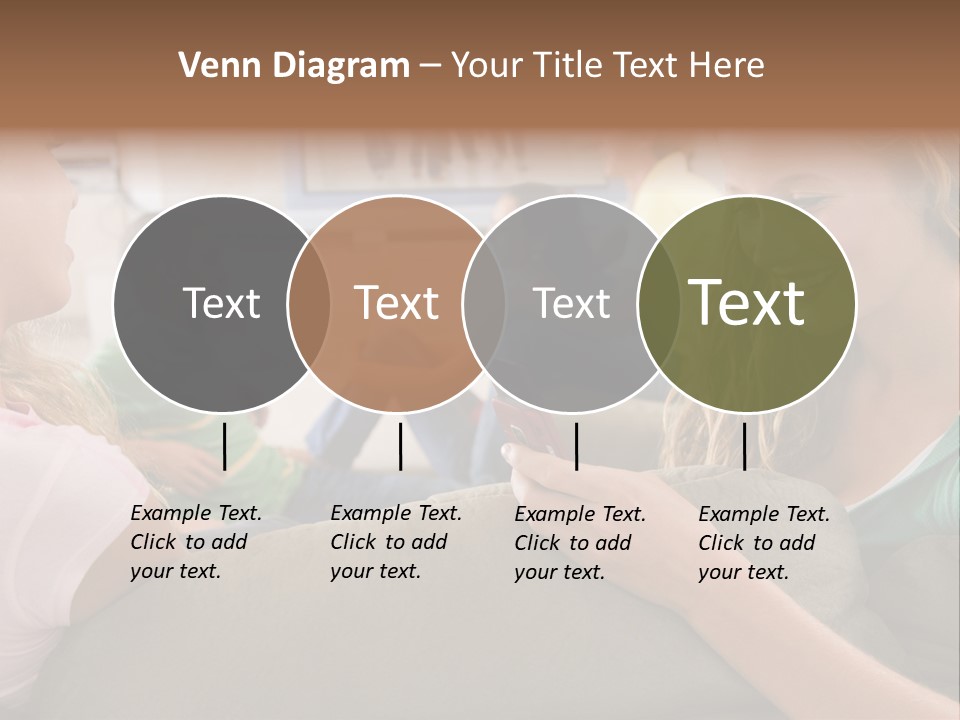 A Woman Sitting On A Couch Looking At A Cell Phone PowerPoint Template