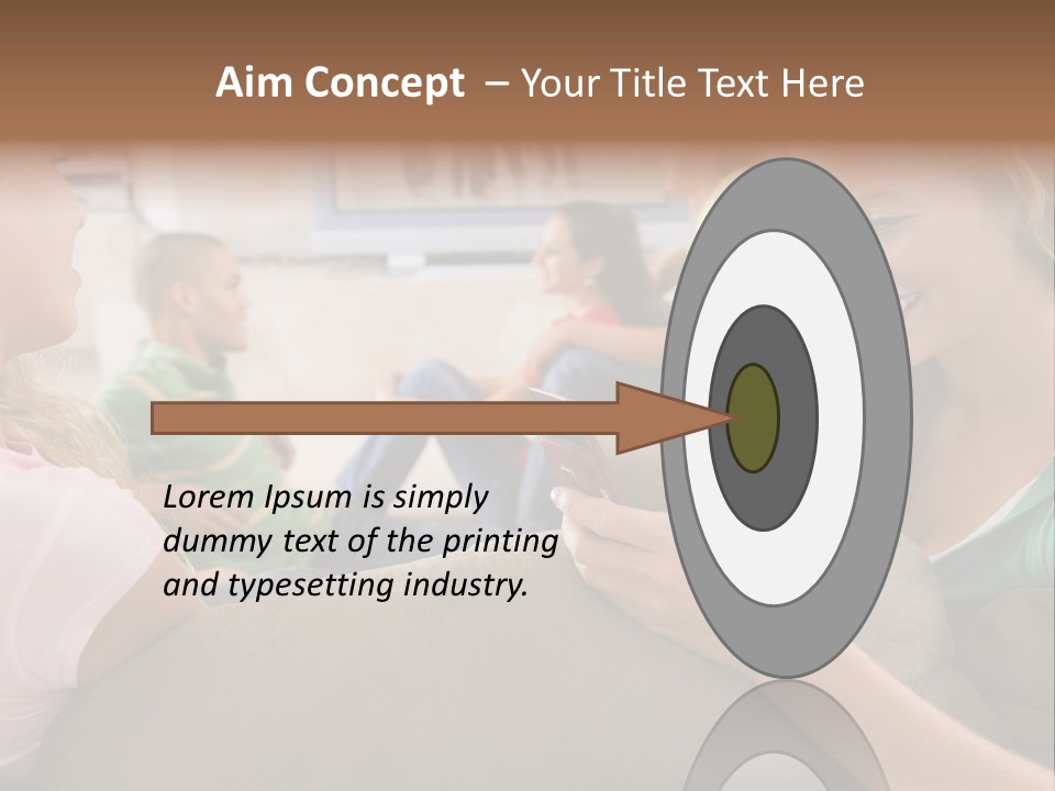 A Woman Sitting On A Couch Looking At A Cell Phone PowerPoint Template