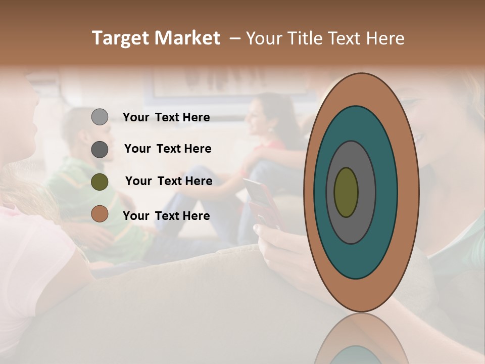 A Woman Sitting On A Couch Looking At A Cell Phone PowerPoint Template