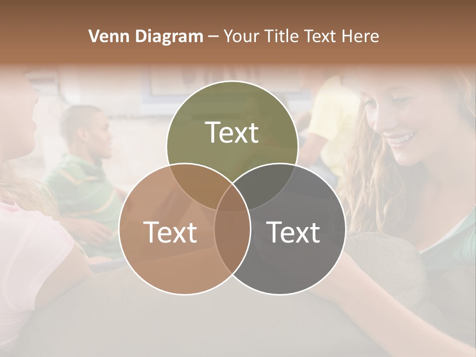 A Woman Sitting On A Couch Looking At A Cell Phone PowerPoint Template