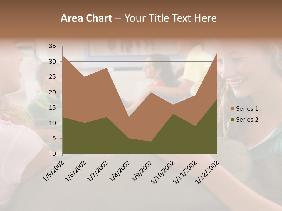 A Woman Sitting On A Couch Looking At A Cell Phone PowerPoint Template