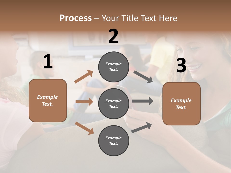 A Woman Sitting On A Couch Looking At A Cell Phone PowerPoint Template