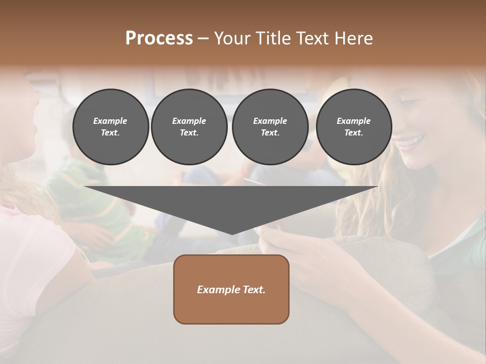 A Woman Sitting On A Couch Looking At A Cell Phone PowerPoint Template